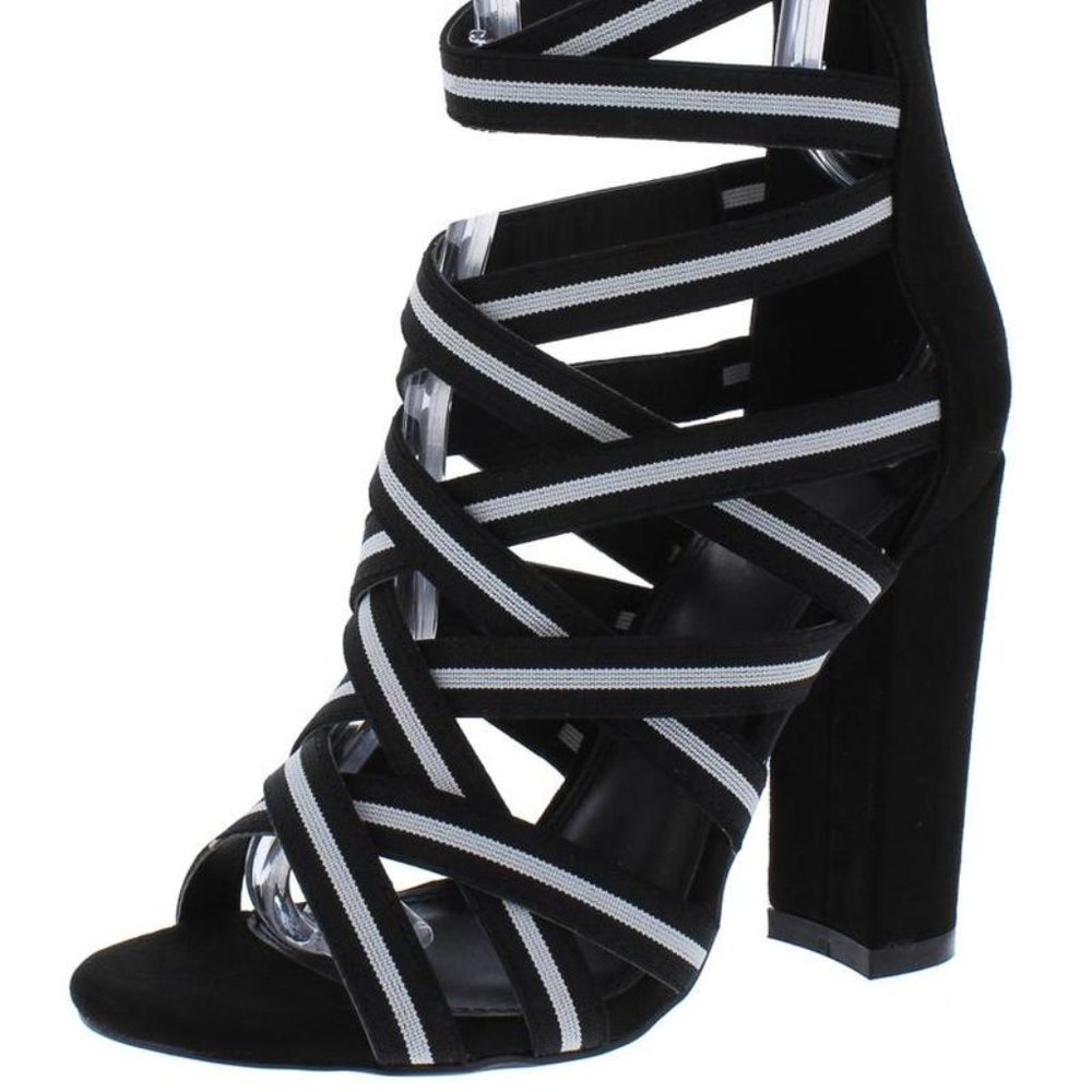 Black Criss Cross Open Toe Sandals
